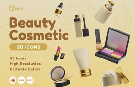  20 3D icons of cosmetics in PNG GLTF Blend format