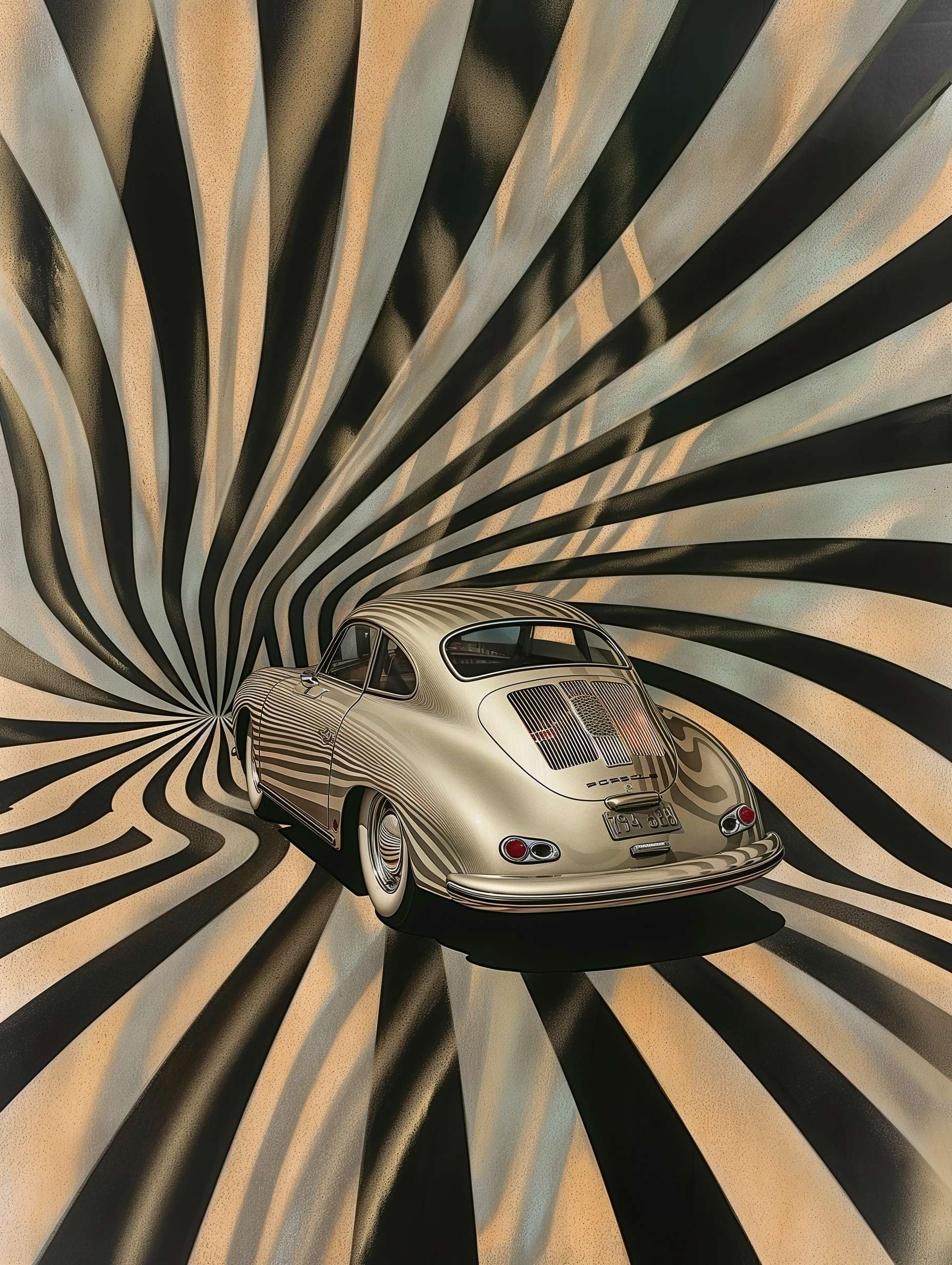 1956 Porsche 复古波普艺术插画
