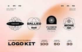  100 kinds of geometric flower logo design template set
