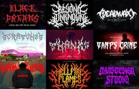  16 collections of gothic hip-hop rock and roll English fonts