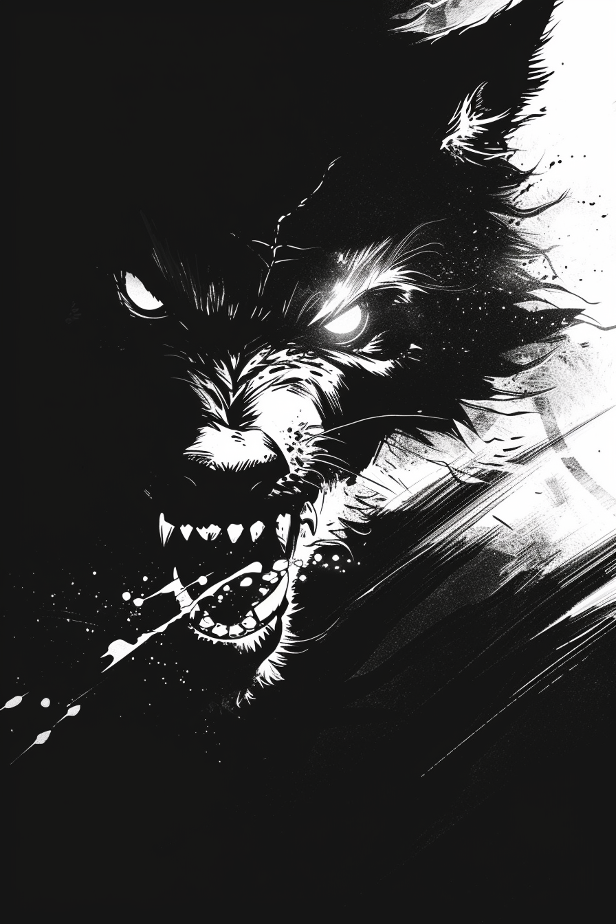  The angry wolf silhouette