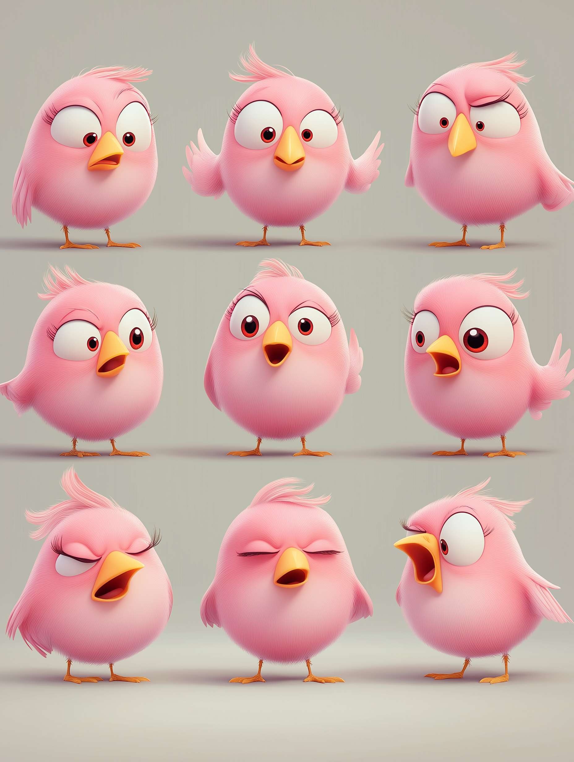  Pink cartoon chicken expression pack