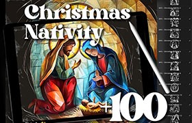  100+Procreate Christmas Nativity Illustration Brush