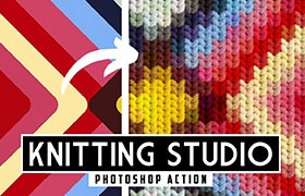  Photoshop action script of real knitting wool effect, with video tutorial