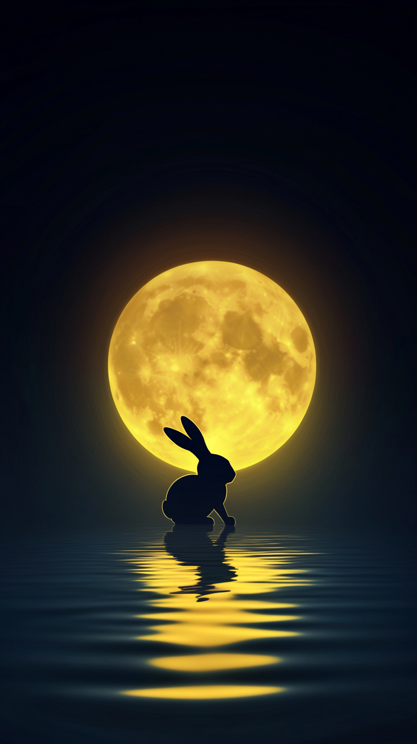  Silhouette of Moon Rabbit on Mid Autumn Festival