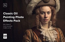  Classic oil painting photo effect PSD template