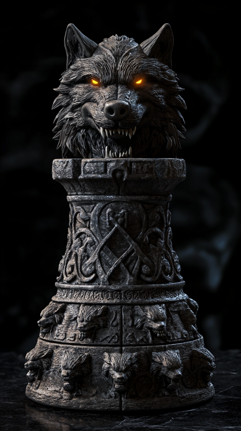  Gothic Wolf King Chess Piece