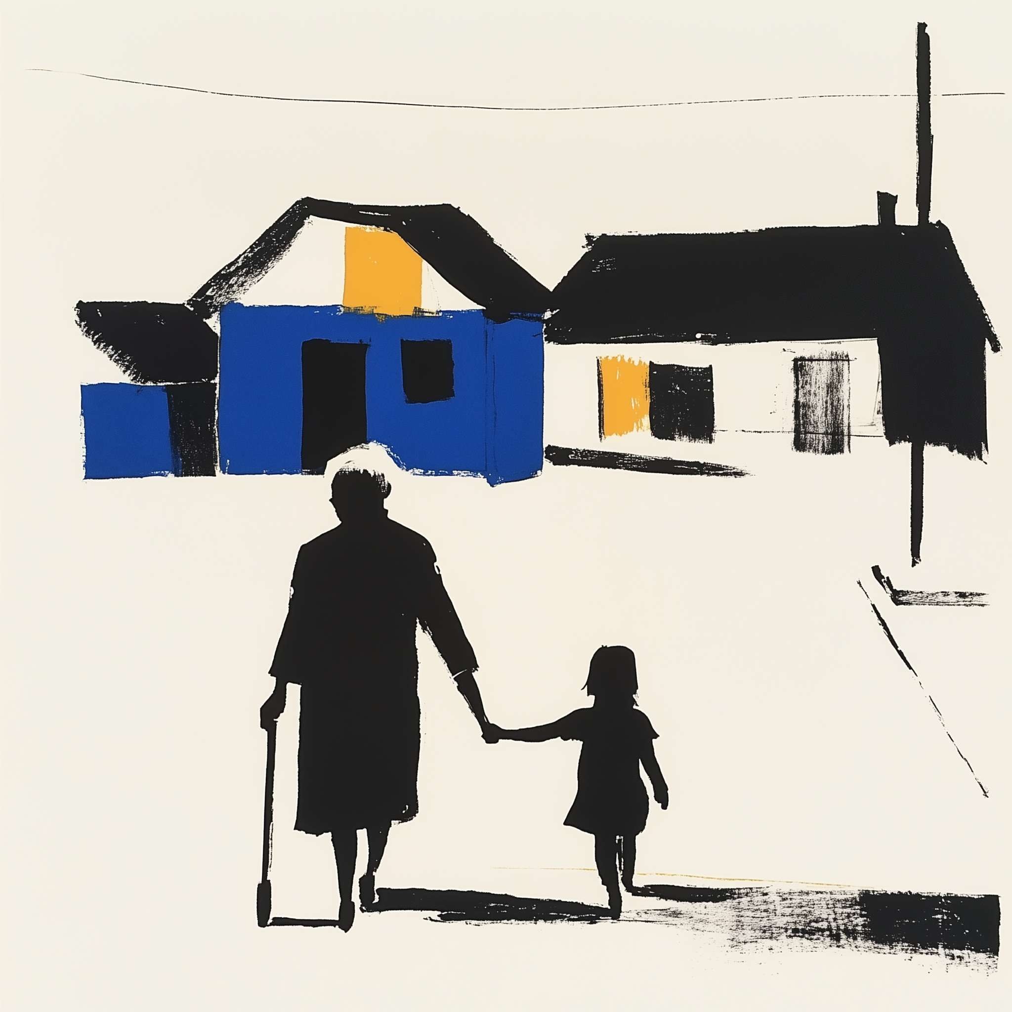  Abstract Illustration of Old Women and Children