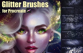  40+Procreate gold foil glitter sequin brush