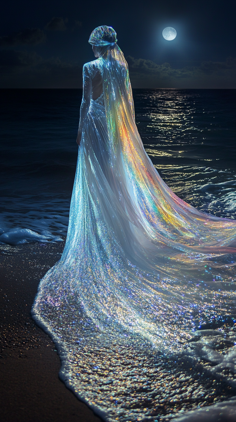  Rainbow Wave Wedding Dress