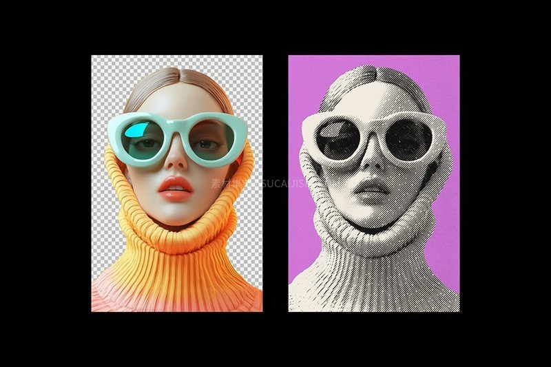 Photoshop半色调剪报图案效果