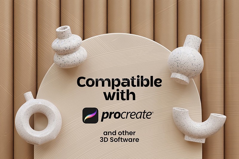 3D陶瓷花瓶创作Procreate笔刷套装