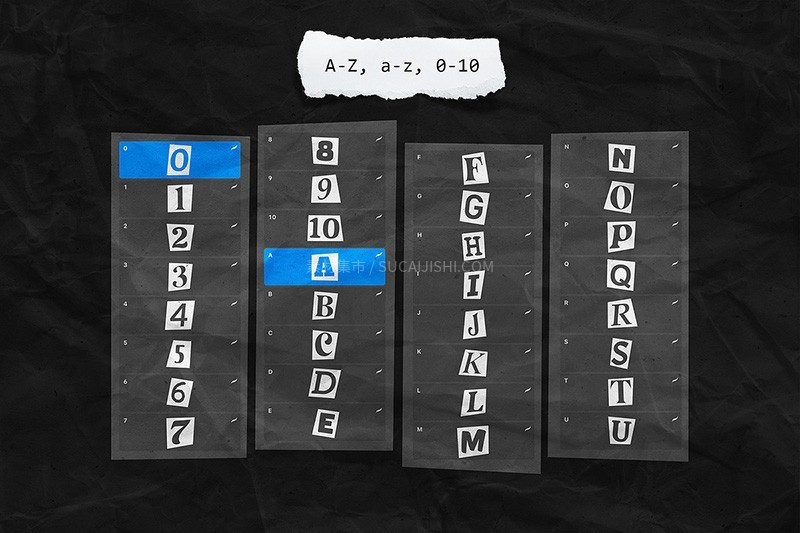 复古剪报字母数字Procreate印章笔刷