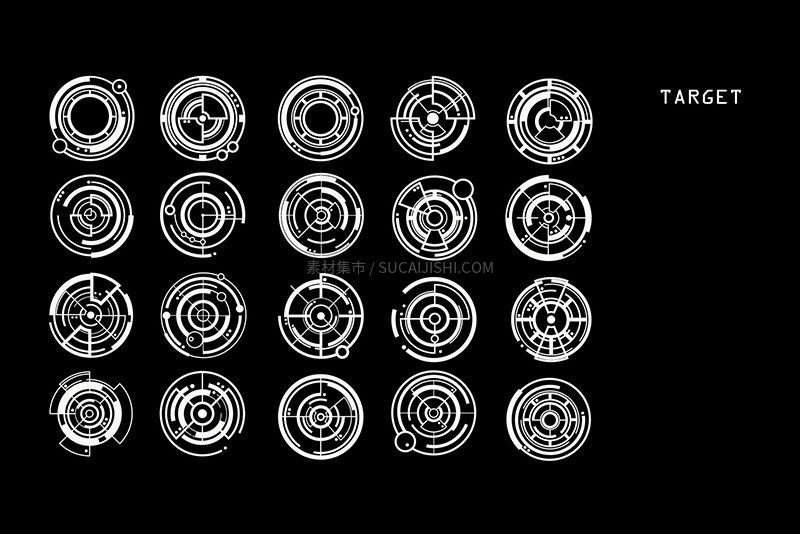 100+科幻机甲风图形元素AI矢量素材