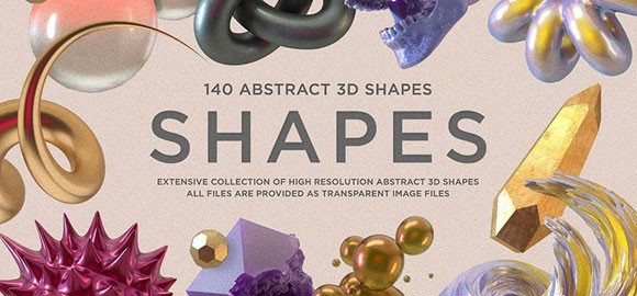140张高分辨率3D抽象形状图片PNG