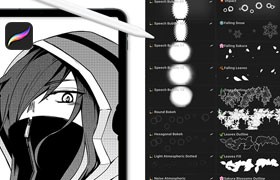 90+Procreate漫画勾线纹理图案笔刷