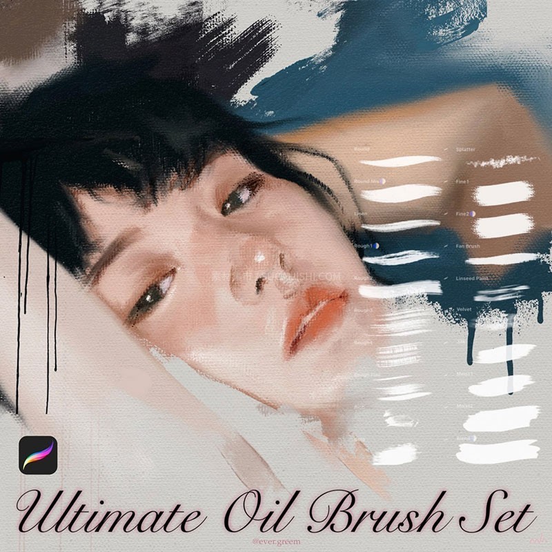 Procreate厚重油画质感笔刷