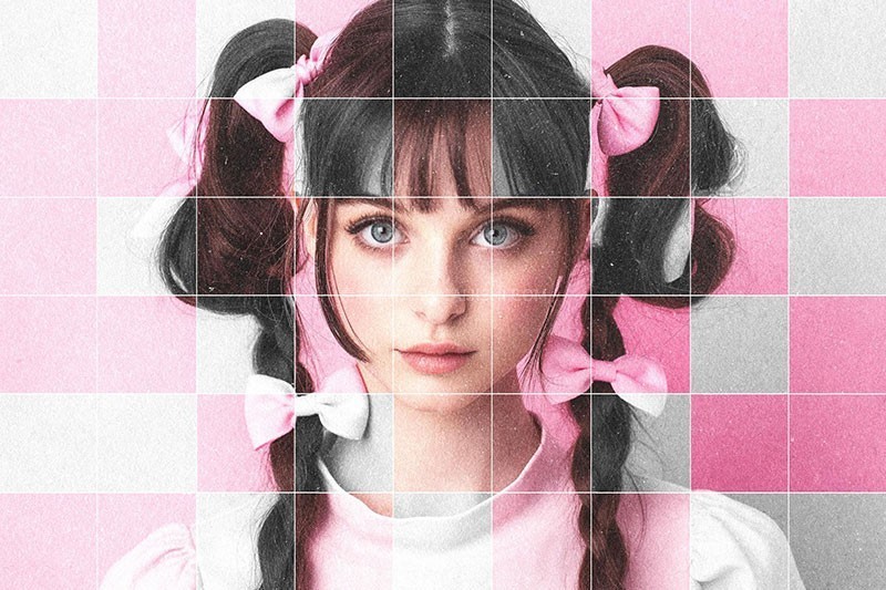 Photoshop复古网格照片模板