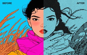 Photoshop复古像素化效果模板