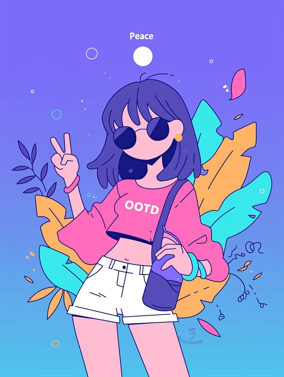 时尚少女扁平人物插画