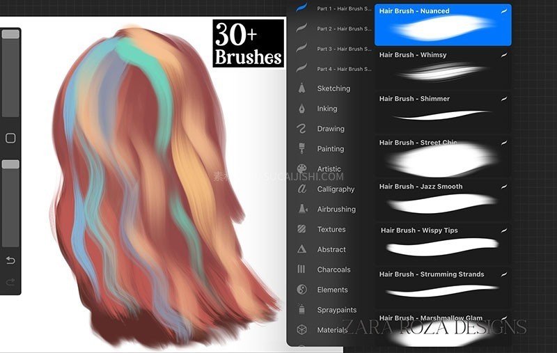 30+Procreate画头发的宝藏笔刷