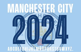 曼城 2023-2024 杯赛球衣字体