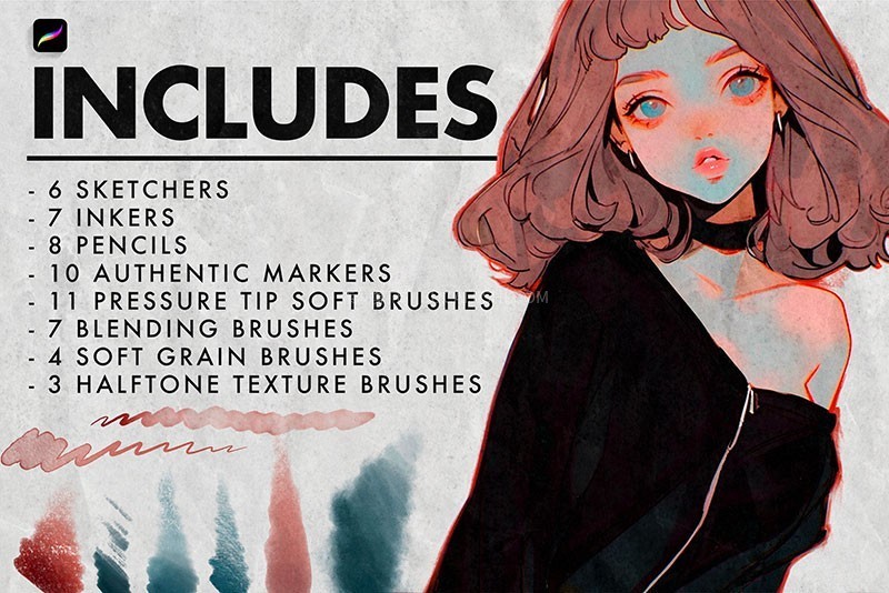 Procreate动漫流畅线条笔刷