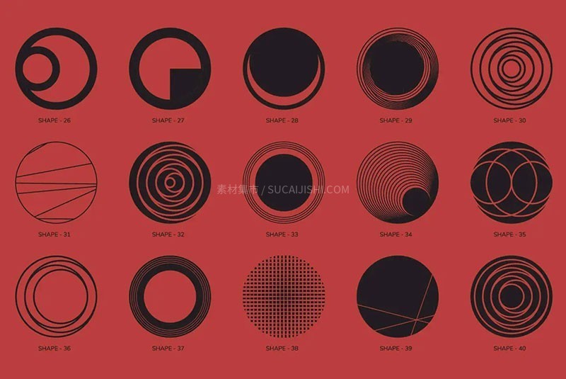 100+时尚几何形状矢量设计元素PNG AI格式