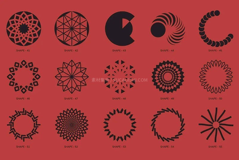 100+时尚几何形状矢量设计元素PNG AI格式