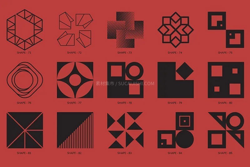 100+时尚几何形状矢量设计元素PNG AI格式
