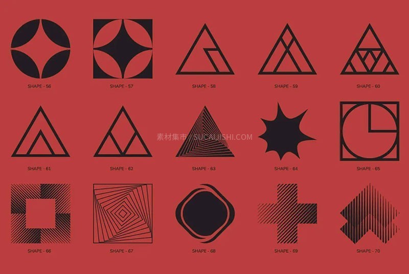100+时尚几何形状矢量设计元素PNG AI格式