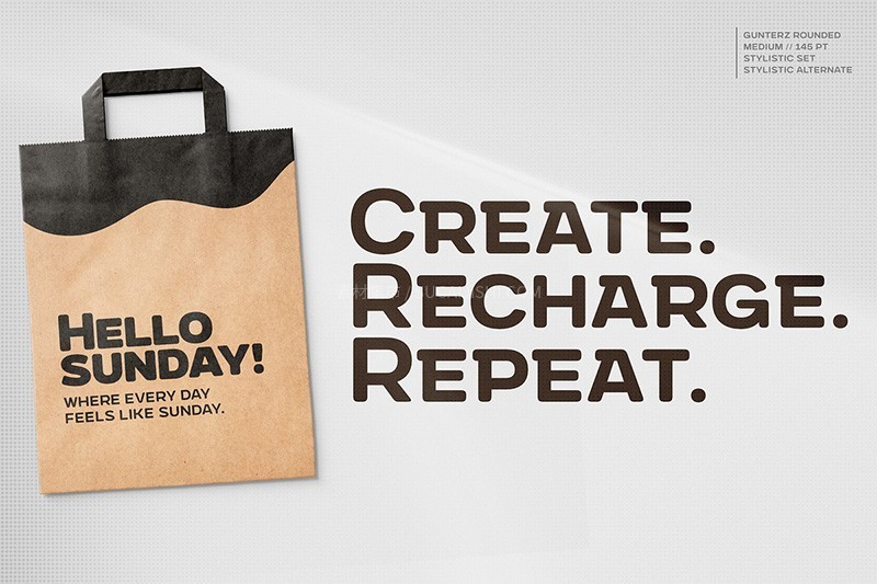 Gunterz Rounded 时尚粗圆英文字体