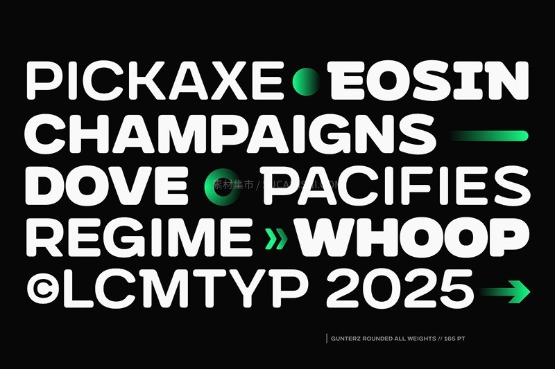 Gunterz Rounded 时尚粗圆英文字体