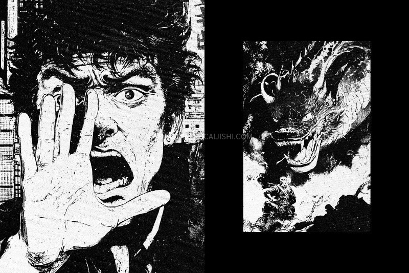 黑白漫画书印刷效果PSD模板