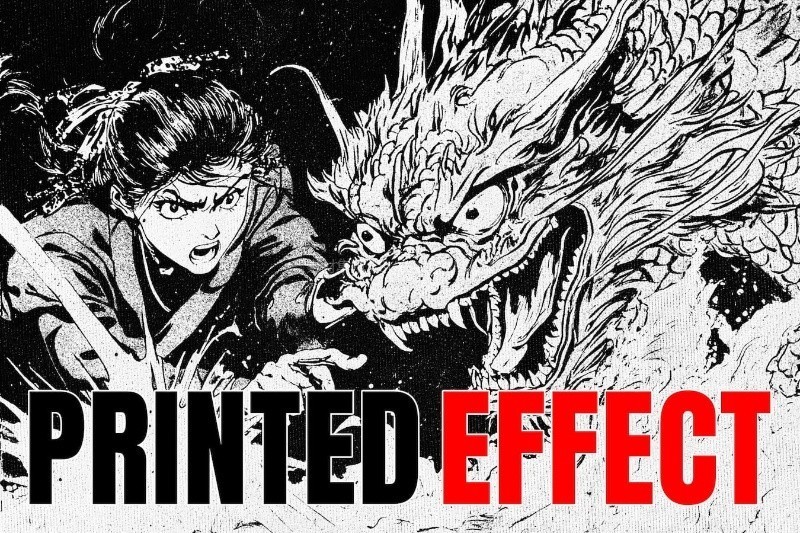 黑白漫画书印刷效果PSD模板