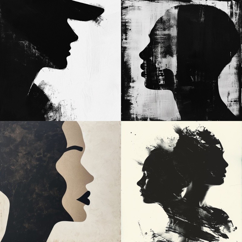 抽象剪影肖像：极简轮廓艺术