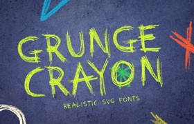 GrungeCrayon真实蜡笔纹理英文字体