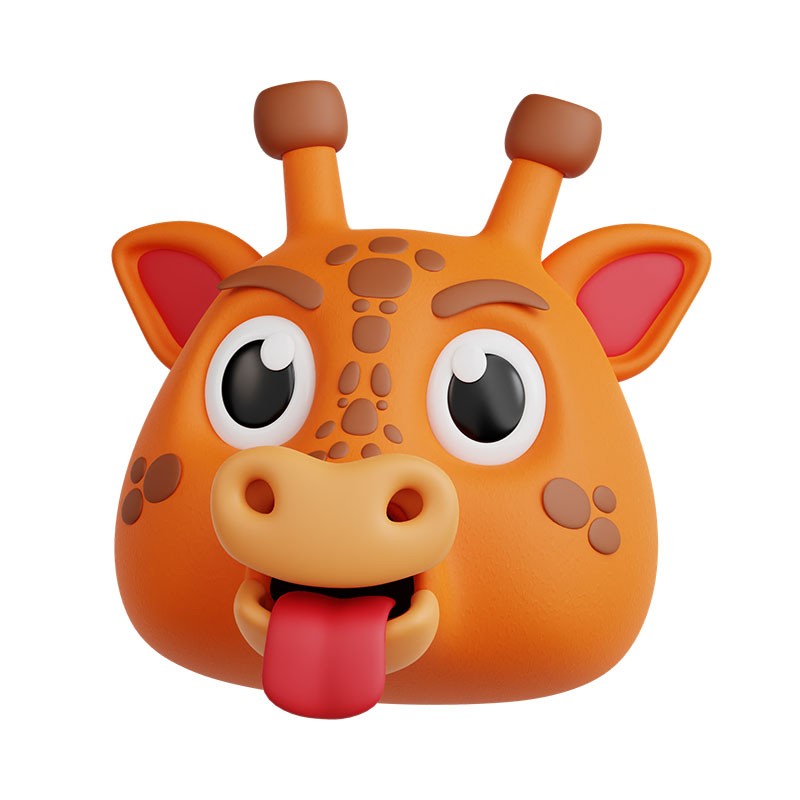 卡通长颈鹿吐舌头表情 Cartoon giraffe sticking out its tongue emoji 3d model