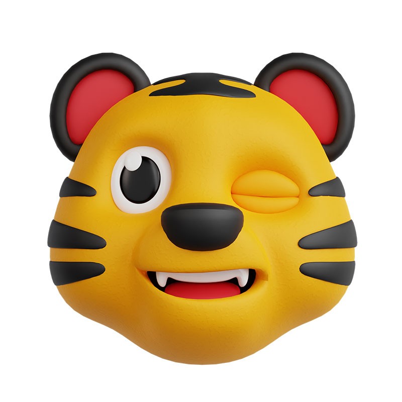 ͨϻգ۱Cartoon tiger winking expression 3d model