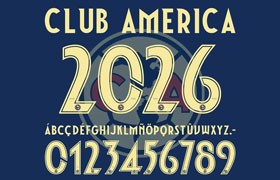 美洲俱乐部 2025-2026 联赛球衣字体