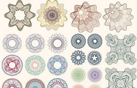 100+证书纸币防伪花纹设计矢量素材