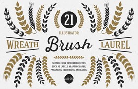 20+麦穗小麦叶子装饰AI笔刷