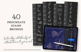 Procreate极简风动物线性标志图章笔刷 (附AI矢量源文件)