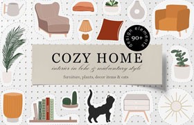 90+扁平风现代家居插画元素AI源文件