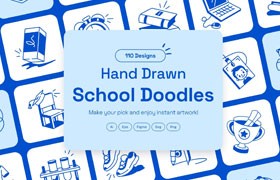 110个教育主题手绘涂鸦AI矢量插图