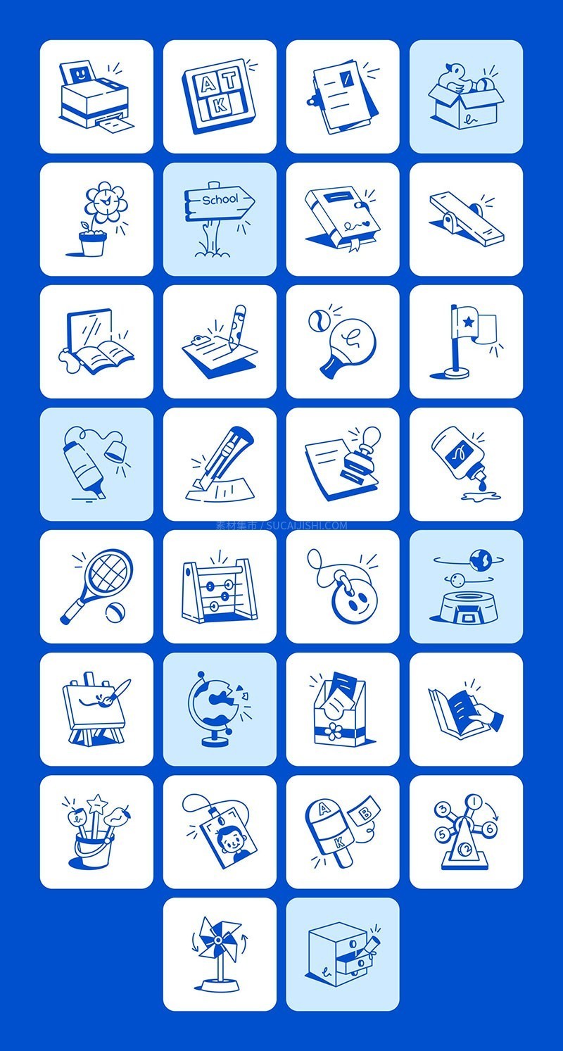 110个教育主题手绘涂鸦AI矢量插图