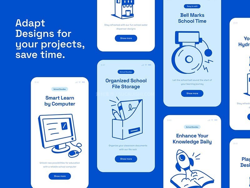110个教育主题手绘涂鸦AI矢量插图