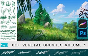 60+吉卜力风格PS+Procreate植物笔刷