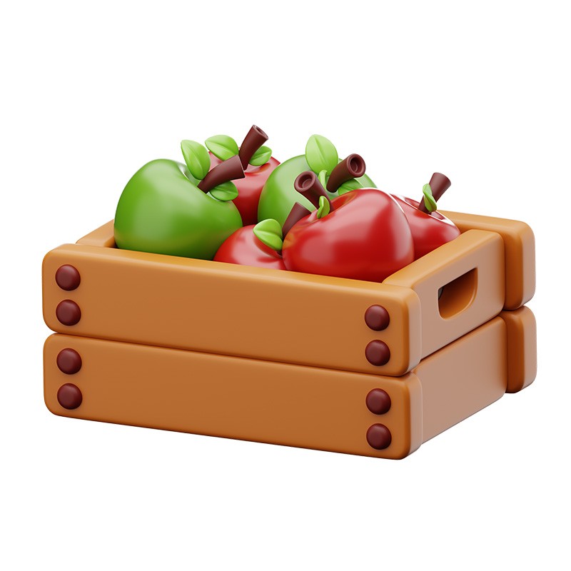 苹果木箱 Apple Basket 3d model