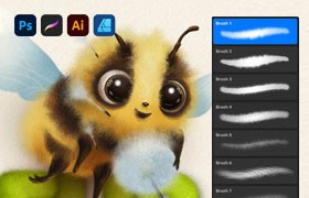 12֧��ͨ����ë����ˢ��Procreate/PS/AI/Affinity��